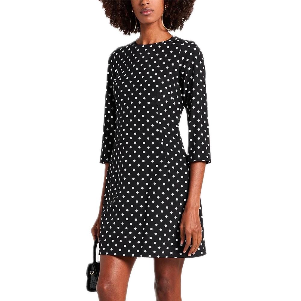 DOLCE & GABBANA Black White Polka Dot Long Sleeve Mini Dress 42 M